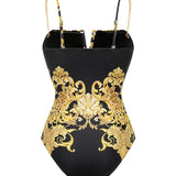 Maillot de bain Vintage Maille imprimée Protection solaire