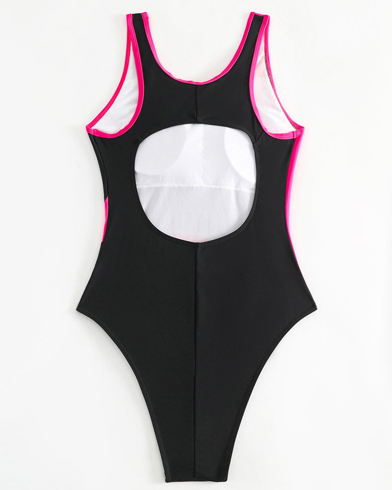 Maillot de bain une pièce tendance aux couleurs contrastées