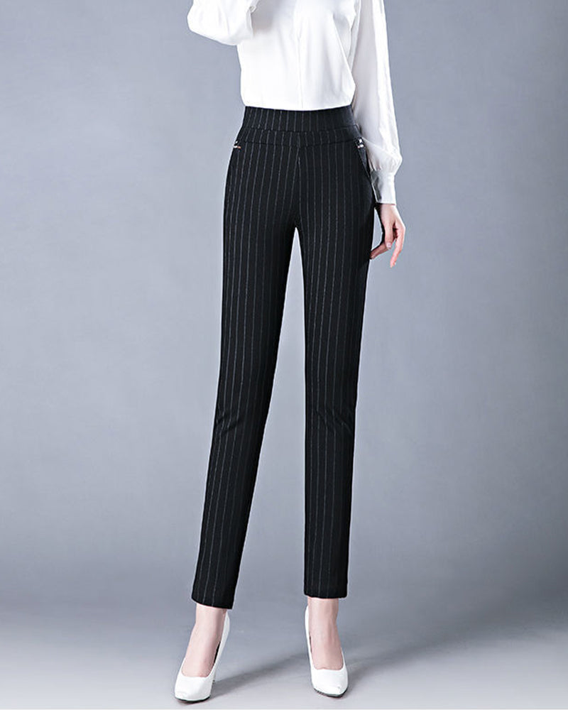 Pantalon taille haute décontracté avec poches