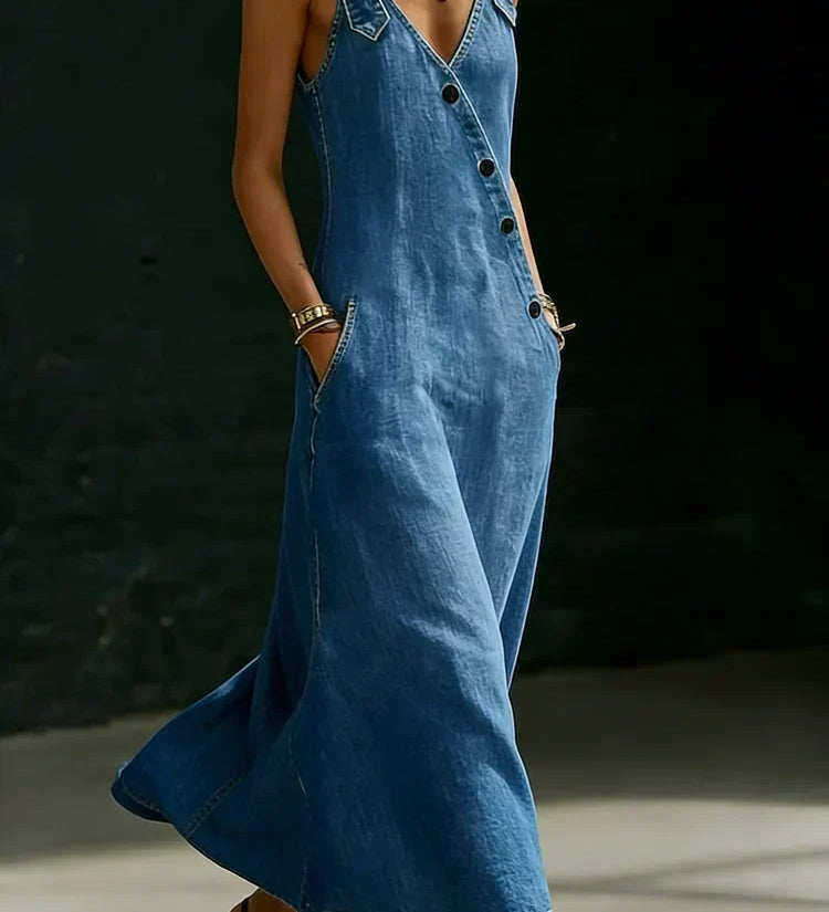 Vera | Robe longue en denim avec boutons