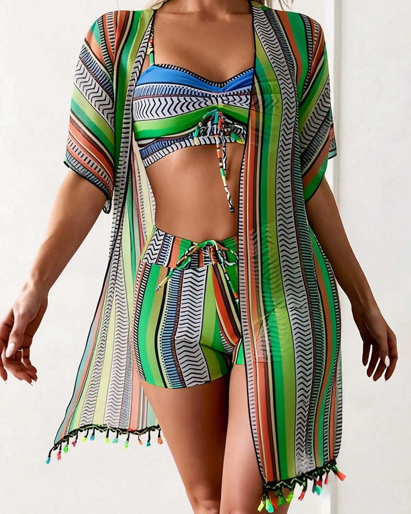 maillot de bain trois pièces bikini imprimé vacances