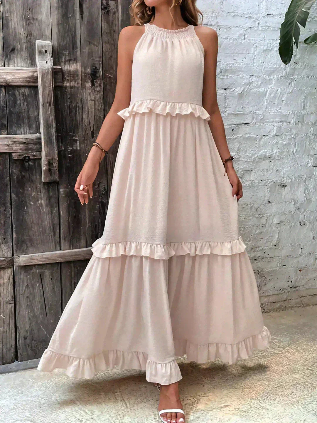 Elvira | Robe Longue à Volants et à Bretelles pour Femme