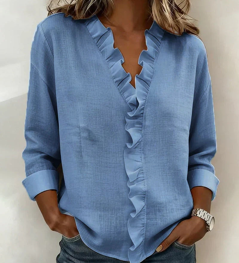 Anora | Blouse à volants et col en V