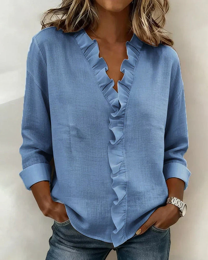 Anora | Blouse à volants et col en V