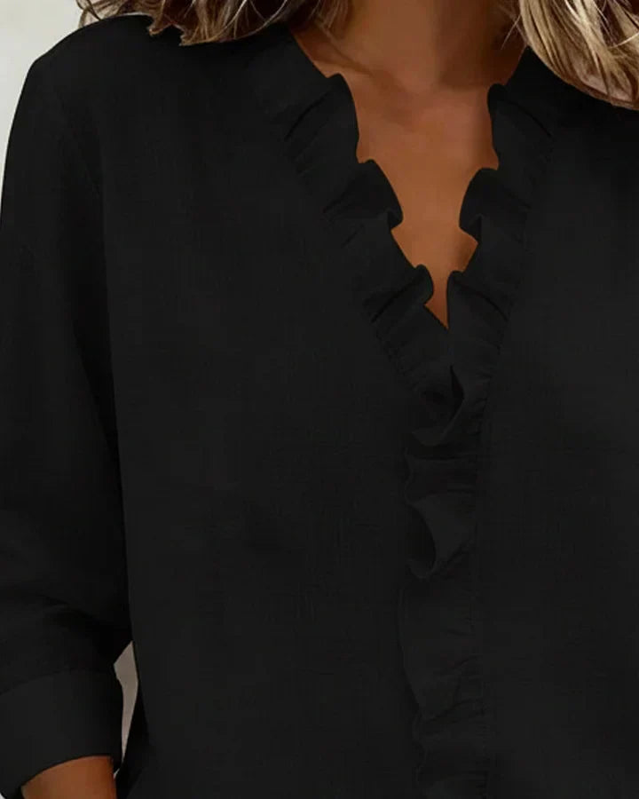Anora | Blouse à volants et col en V