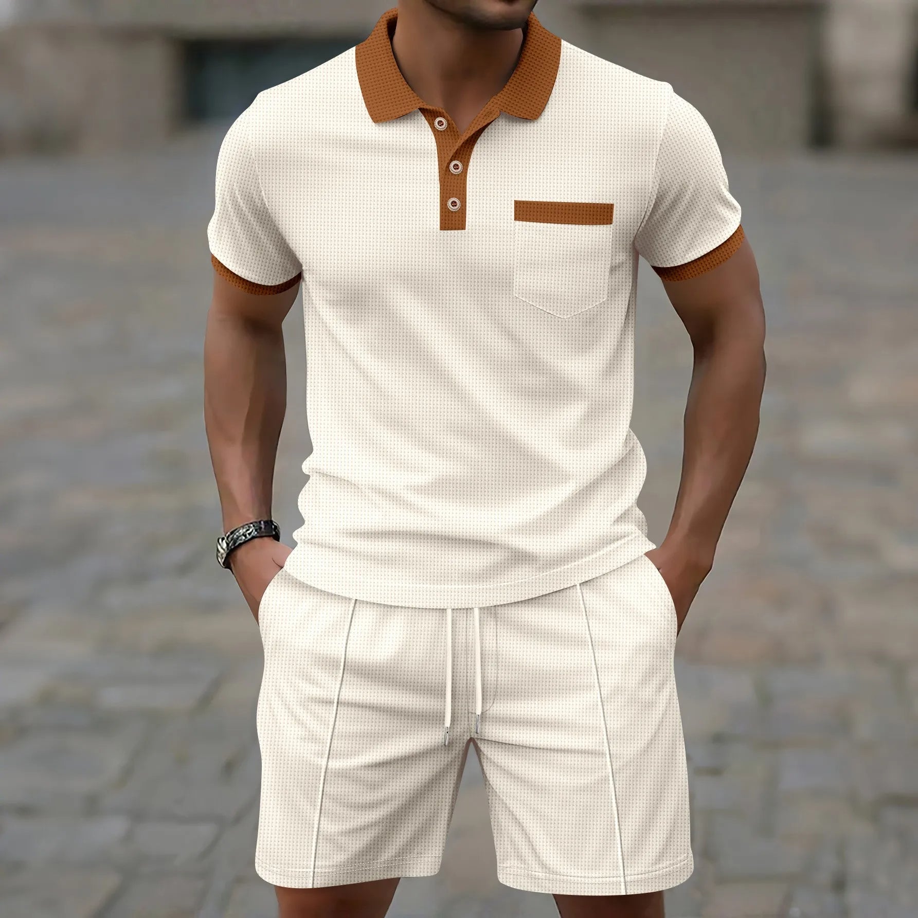 Le Set en Coton Capri – Polo Vintage & Shorts Coordonné pour Hommes