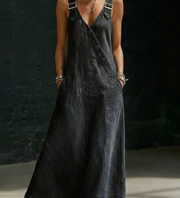Vera | Robe longue en denim avec boutons