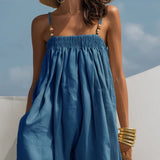 Monica | Combinaison en denim à jambes larges
