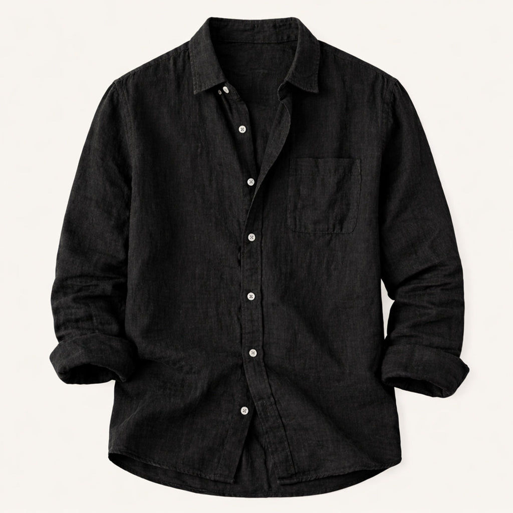 La Chemise en Coton Lin Légère à Col Montant pour Hommes Knightsbridge