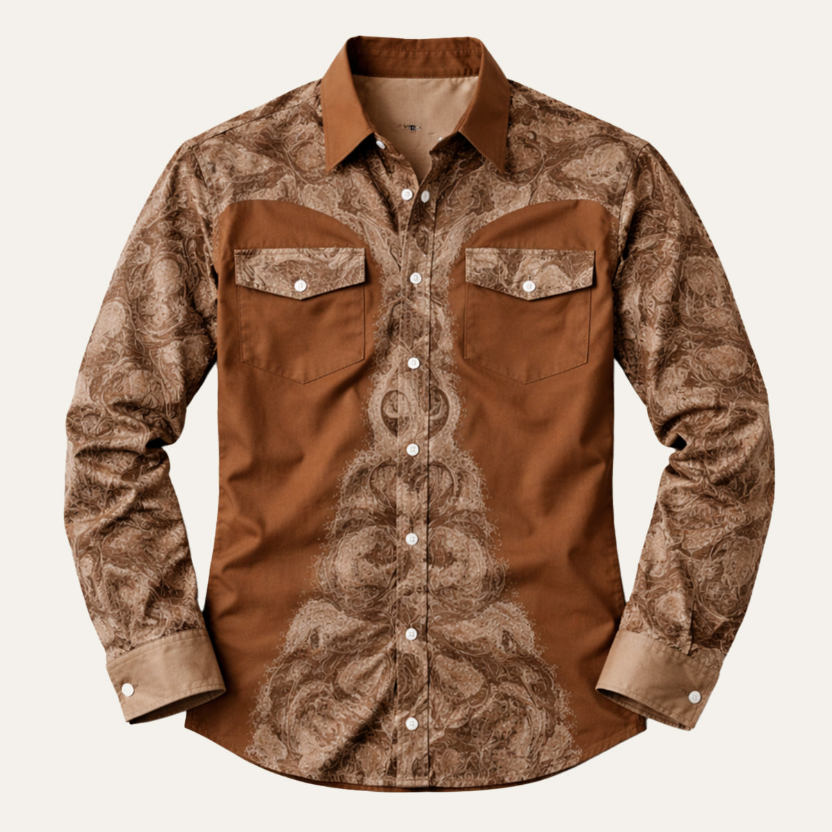 La chemise en denim rétro western à patchwork bicolore pour homme Brookcrest