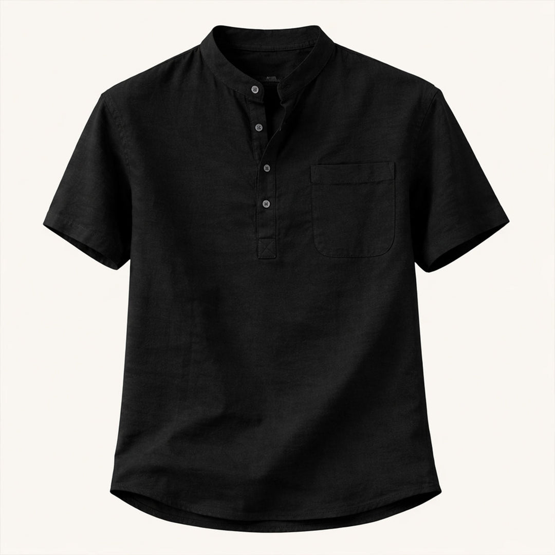 La chemise Henley décontractée en coton et lin pour homme Hillgate