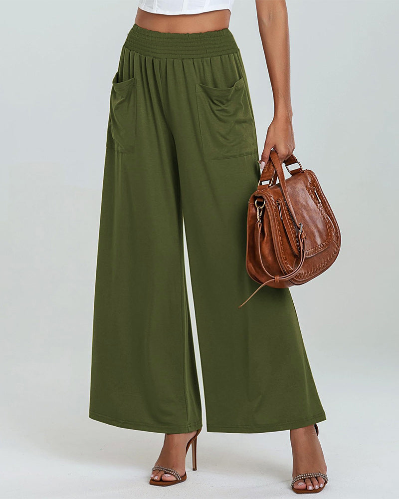 Pantalon Poche Taille Élastique Bootcut