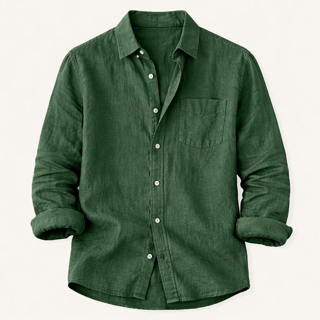 La Chemise en Coton Lin Légère à Col Montant pour Hommes Knightsbridge
