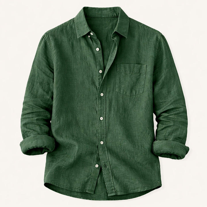La Chemise en Coton Lin Légère à Col Montant pour Hommes Knightsbridge