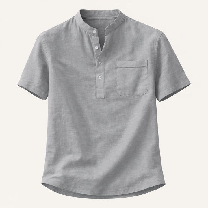 La chemise Henley décontractée en coton et lin pour homme Hillgate