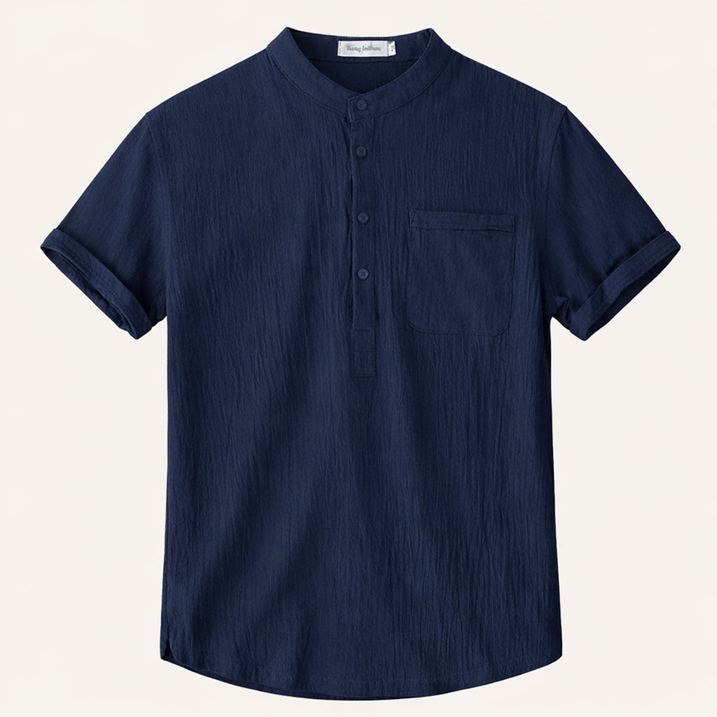 La chemise Henley en coton et lin doux pour hommes Inverness