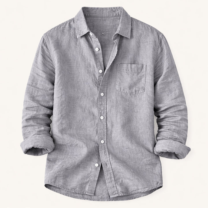 La Chemise en Coton Lin Légère à Col Montant pour Hommes Knightsbridge