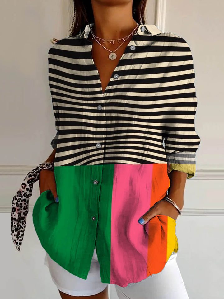 Sanne | Chemise urbaine rayée contrastée