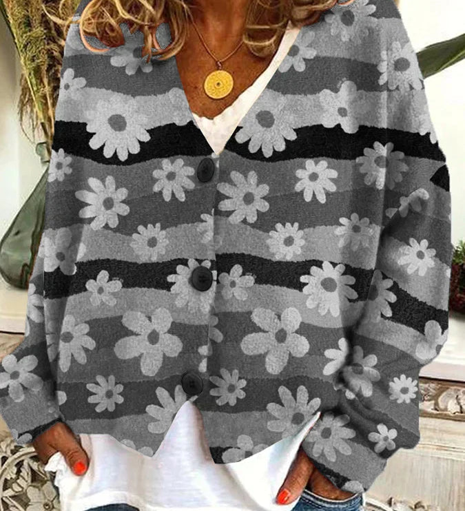 Lune | Cardigan Vintage Coloré avec Boutons pour Femme