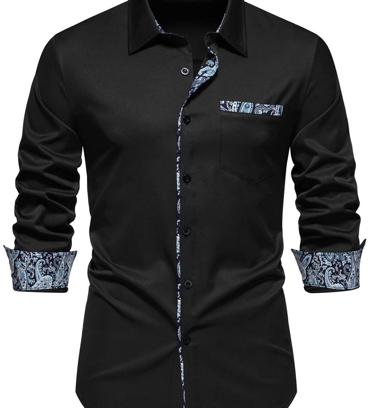 Chemise à manches longues à imprimé cachemire pour homme