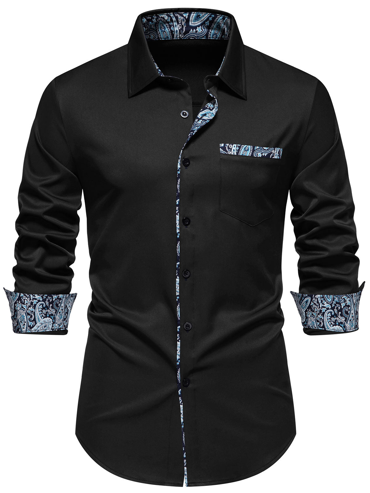Chemise à manches longues à imprimé cachemire pour homme