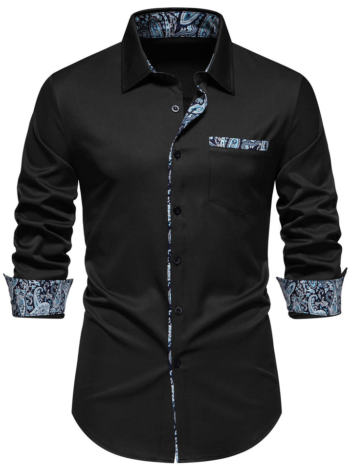 Chemise à manches longues à imprimé cachemire pour homme