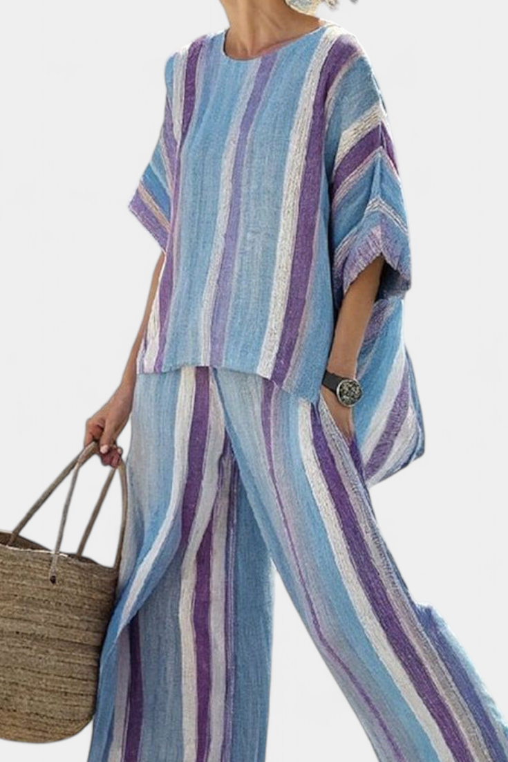 Laura - Ensemble Rayé Mauve