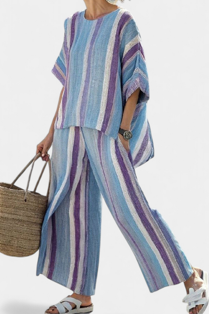 Laura - Ensemble Rayé Mauve
