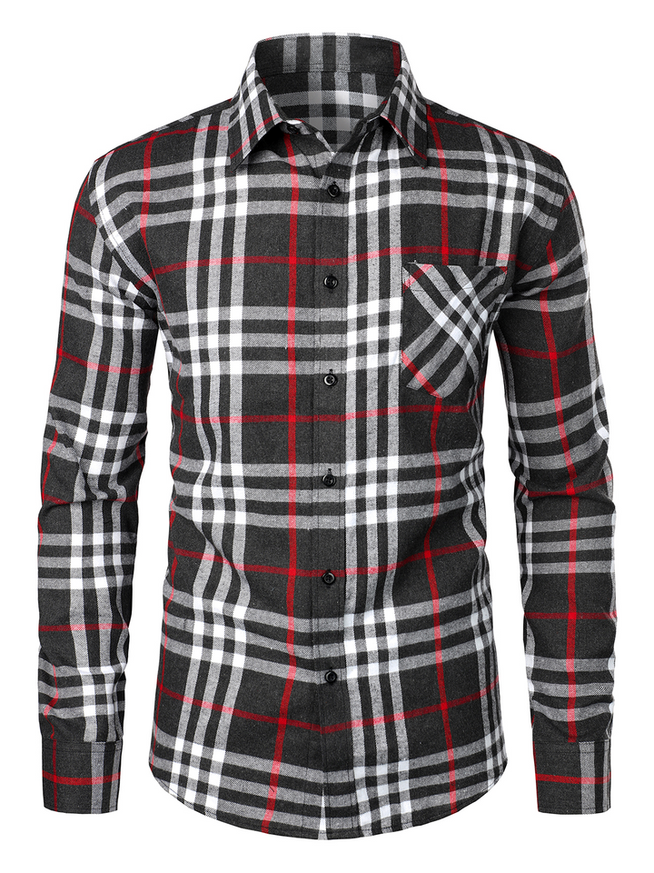 Chemise coupe classique en flanelle à carreaux