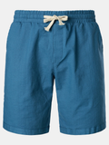 Shorts Décontractés en Coton et Lin pour Homme avec Taille Élastique