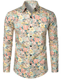 Chemise à manches longues imprimé floraux homme