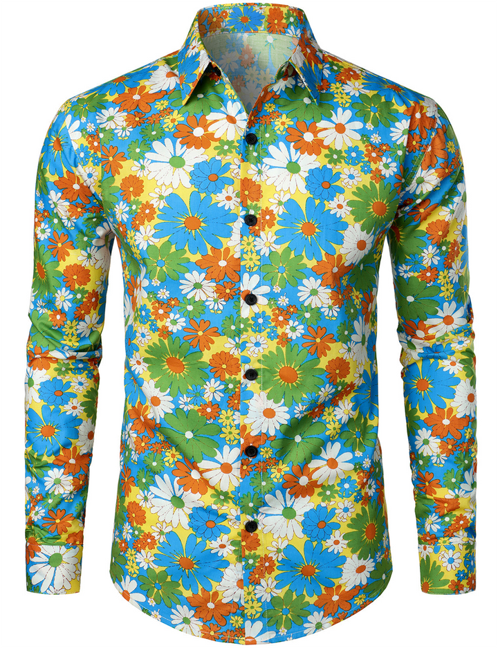 Chemise à manches longues imprimé floraux homme