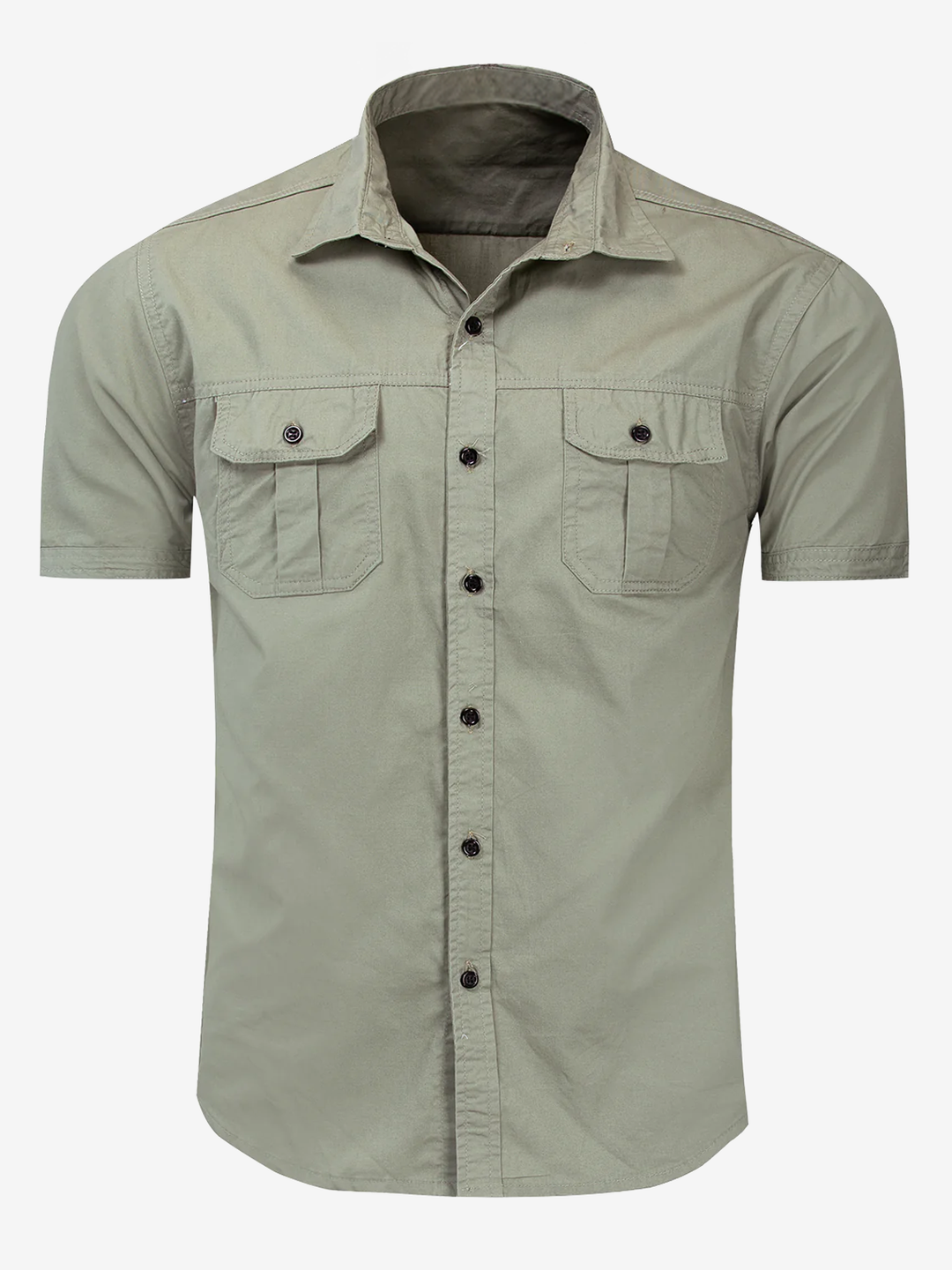 Chemise décontractée à manches courtes en coton avec poche extérieure pour hommes
