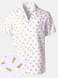 Chemise à manches courtes et col cubain pour homme, imprimé ananas
