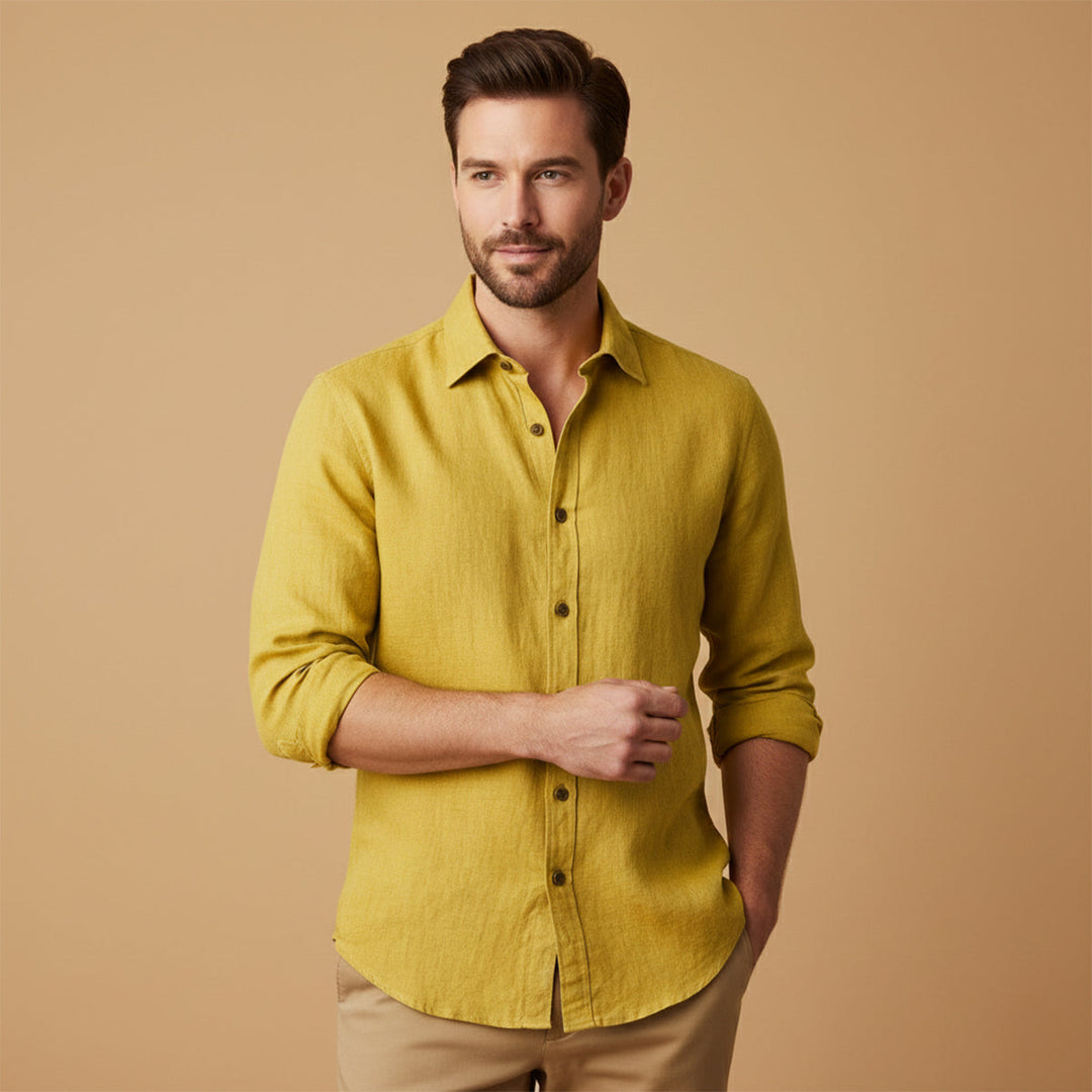 La Chemise en Lin Vintage à Manches Longues Zurich pour Hommes