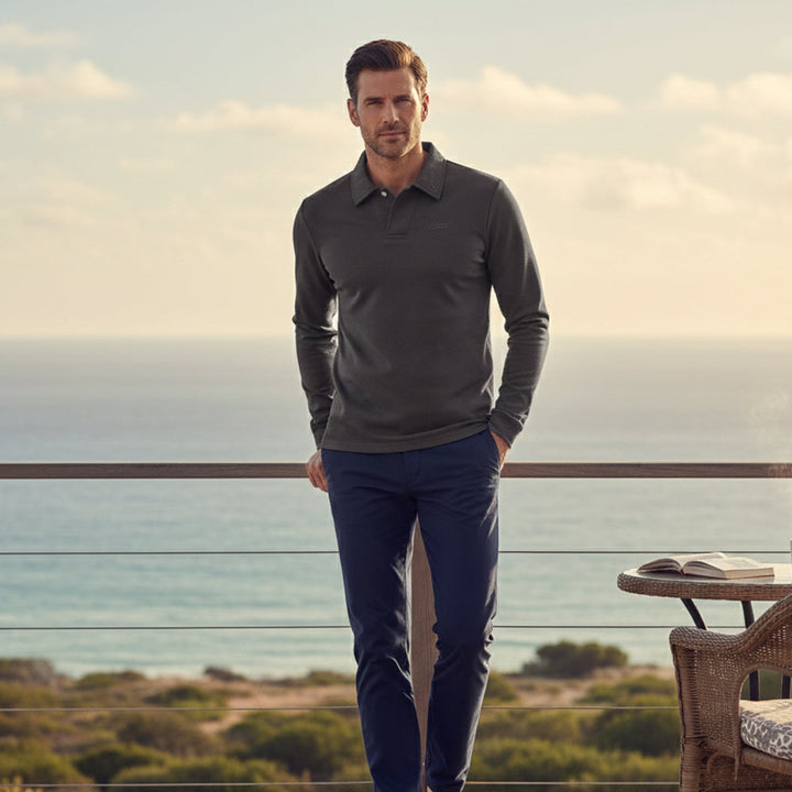 La chemise en coton moderne à manches longues Porto pour hommes
