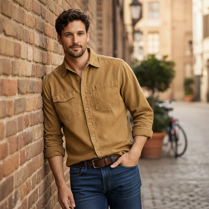 La Veste Chemise en Toile Lavée en Coton pour Homme Highwood