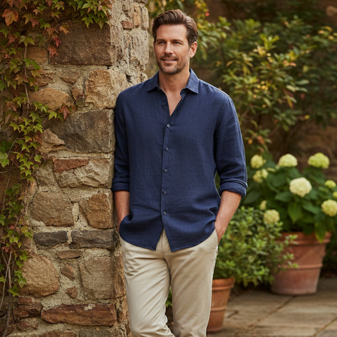La chemise à boutons en lin léger pour hommes Kensington
