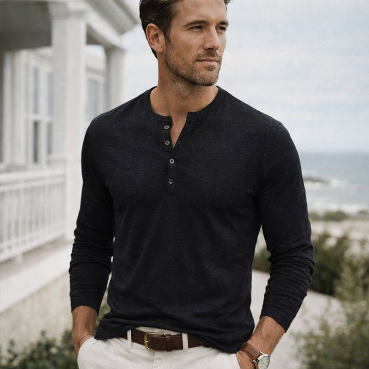 T-shirt en coton Henley à col boutonné décontracté pour hommes Berkshire