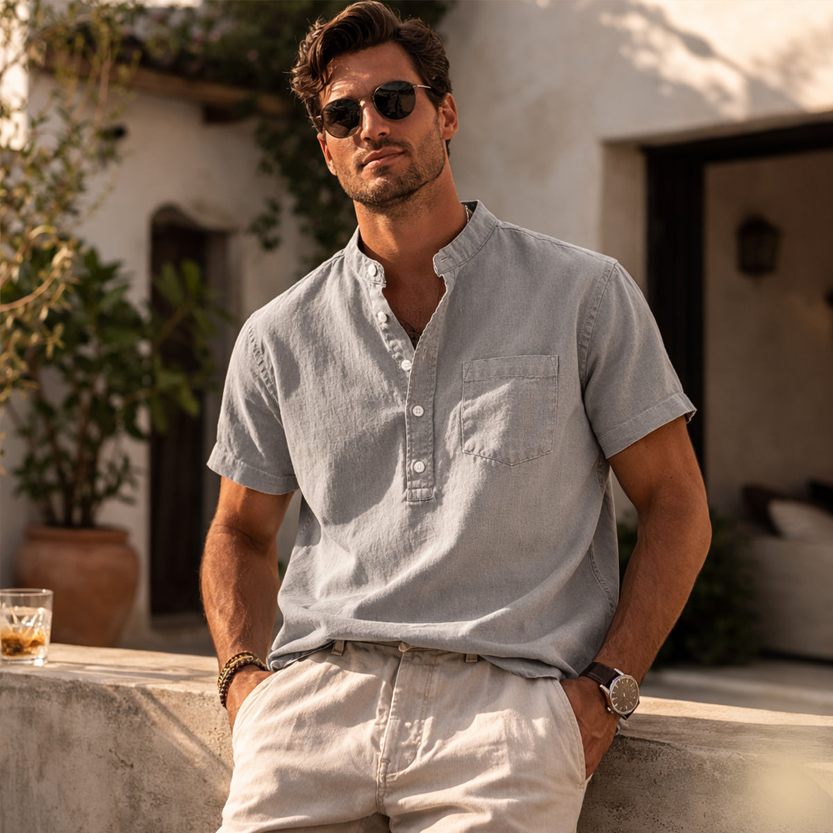 La chemise basique d'été douce pour homme Piccadilly avec poche poitrine