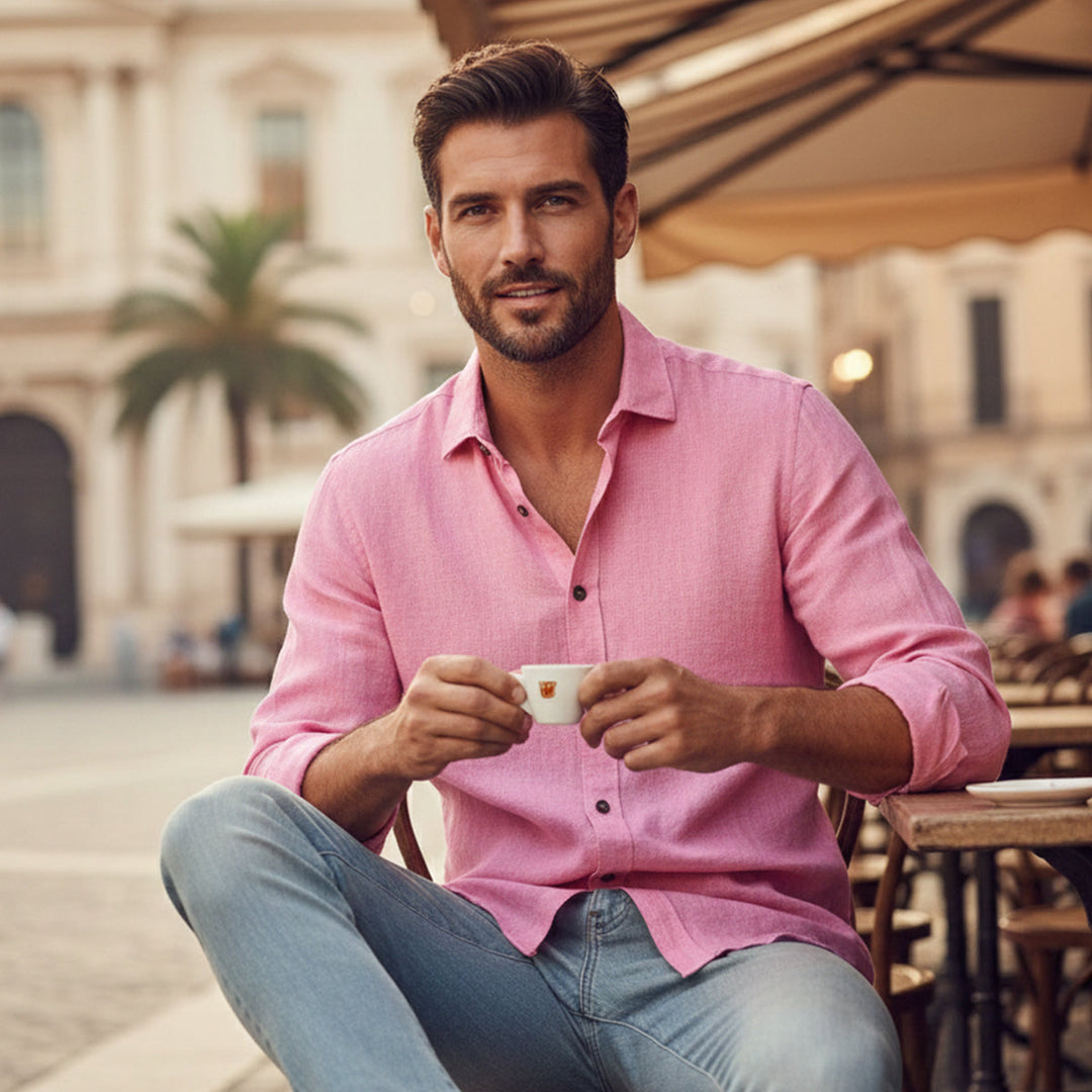 La Chemise en Lin Vintage à Manches Longues Zurich pour Hommes