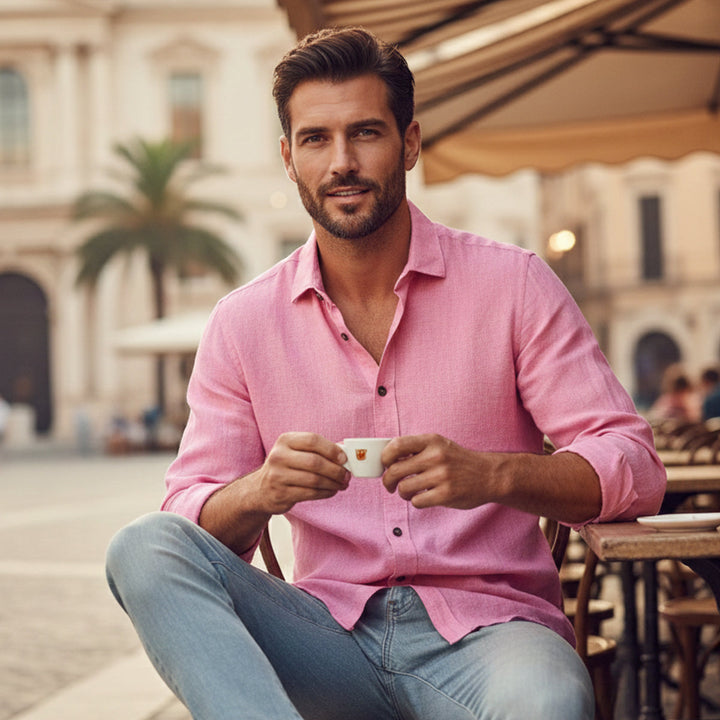 La Chemise en Lin Vintage à Manches Longues Zurich pour Hommes