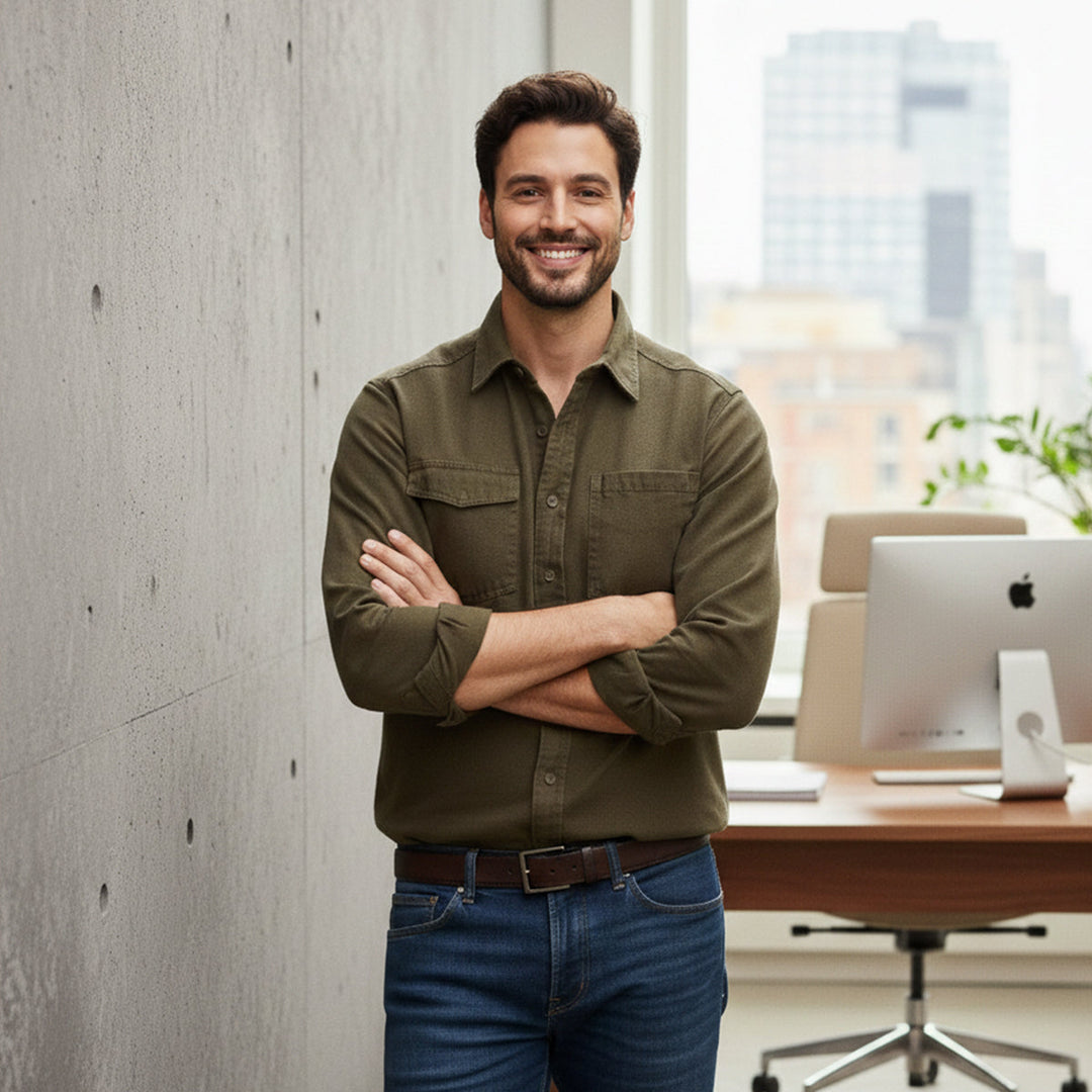La Veste Chemise en Toile Lavée en Coton pour Homme Highwood