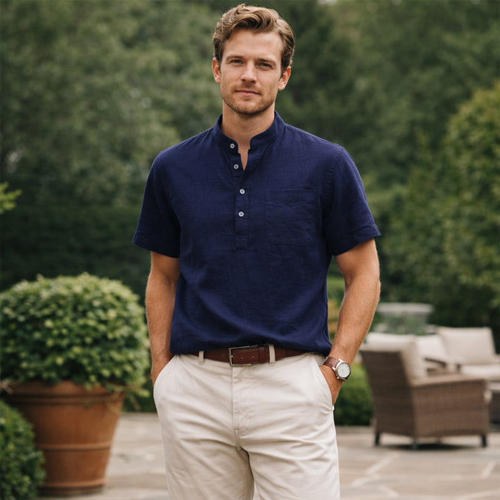 La chemise Henley en coton et lin doux pour homme Ashbrook Ridge