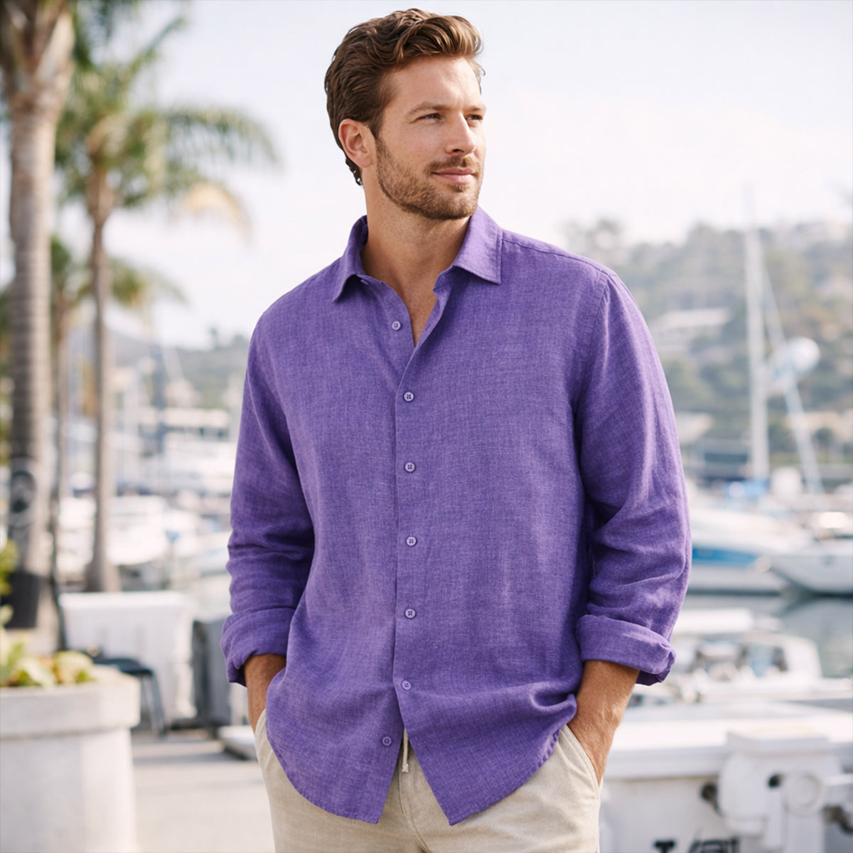 La chemise à boutons en lin léger pour hommes Kensington