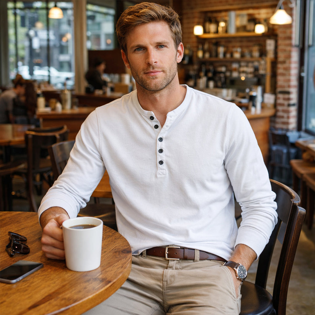 La Chemise Henley en Mélange de Coton Respirant pour Hommes Meadowcrest Hill
