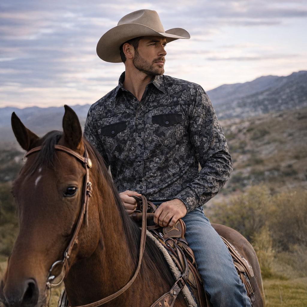 Chemise en denim douce à patchwork bicolore pour hommes Huntley