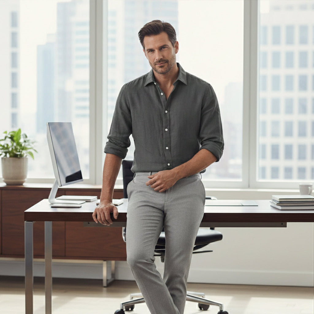 La chemise en coton et lin respirante pour hommes Carlisle, coupe décontractée
