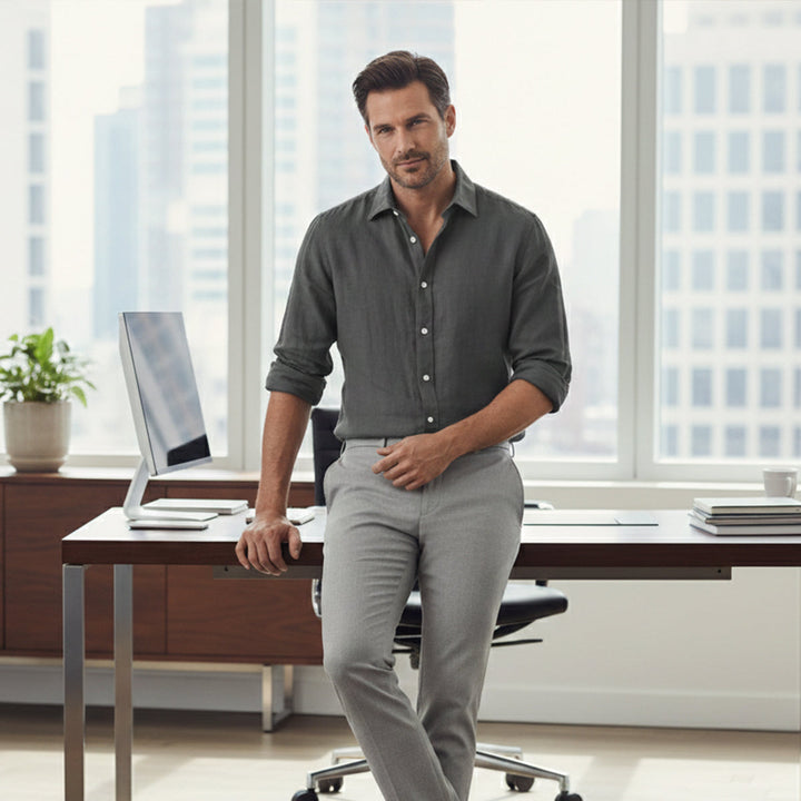 La chemise en coton et lin respirante pour hommes Carlisle, coupe décontractée