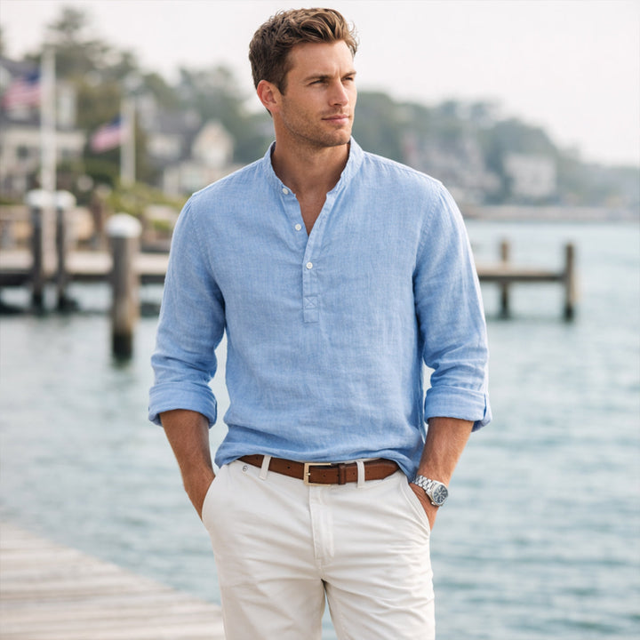 La chemise décontractée à boutons en lin respirant pour hommes de Ridgebrook Park